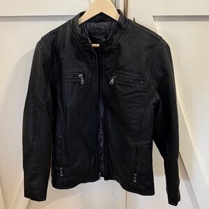 Pronto Uomo Black Charcoal Faux Leather Jacket